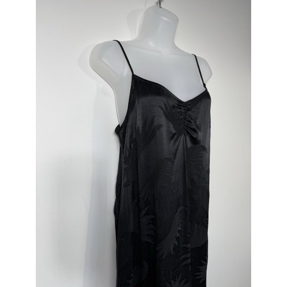 Momoni Clovis Slip Dress Maxi Black Holiday Cupro Silk 40 Small Sexy Whimsical